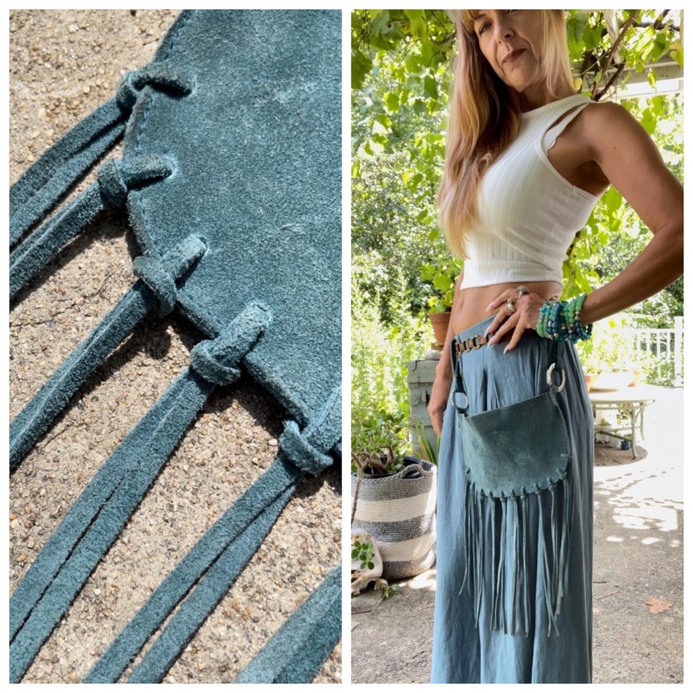 Deep Teal Suede BoHo Bag